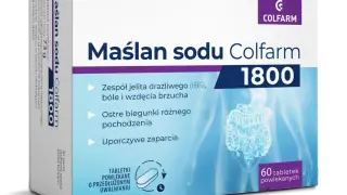 Maślan sodu Colfarm 1800 - tabletki powlekane o przedłużonym uwalnianiu na zespół jelita drażliwego, biegunki i zaparcia.